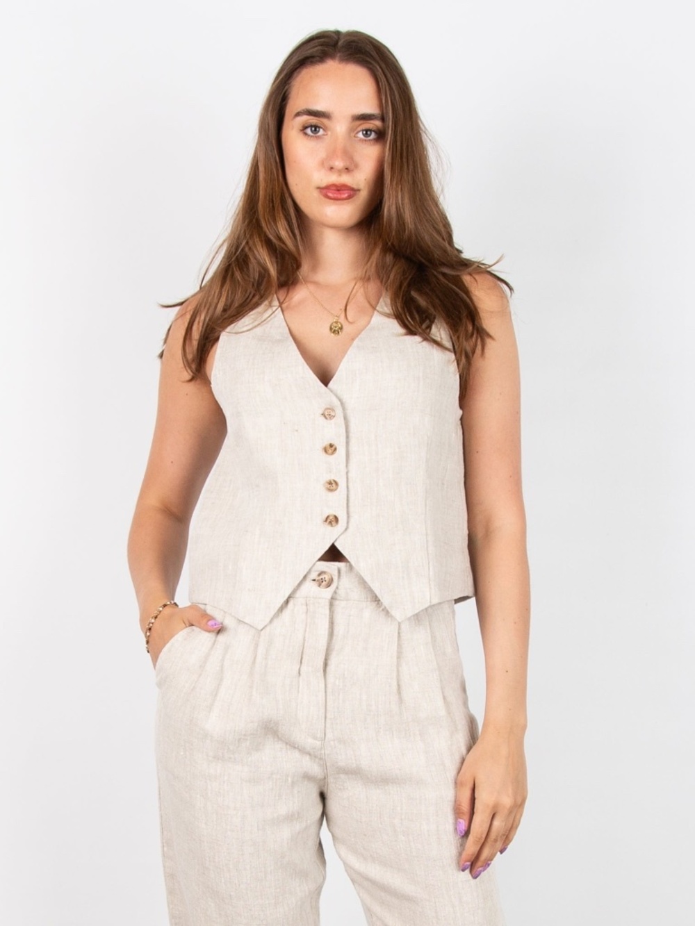 Mos Mosh Melka linen waistcoat, 42